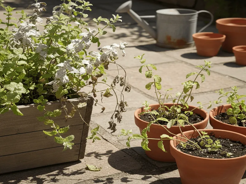 Sick mint plants.