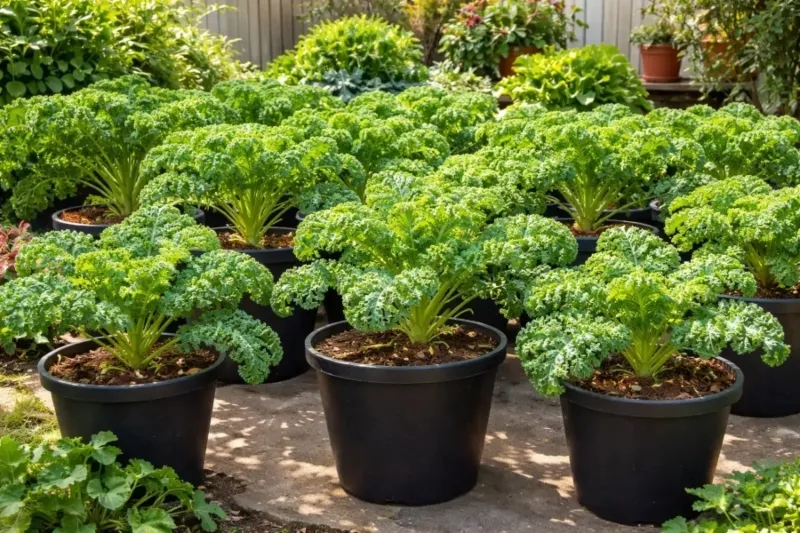 grow kale in pots at home to get fresh food.